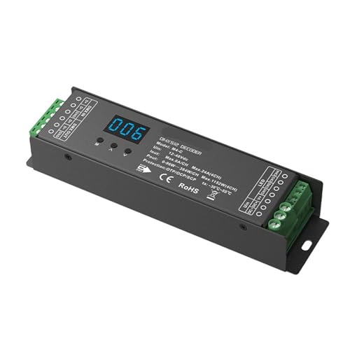 DMX/RDM 4-Kanal-CV-Konstantspannungsdecoder DC12-24V 6A/CH 24A (4CH) LCD-Display DMX512 Slave grüner Anschluss/RJ45-Anschluss(M4-C) von IKPGBZXM