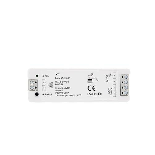 LED-Dimmer 12 V 5 V 24 V 36 V 8 A PWM kabelloser RF-Schalter mit 2,4 G Helligkeitsanpassung Touch-Fernbedienung, geeignet for einfarbige LED-Lichtleiste V1(V1 Only) von IKPGBZXM