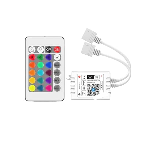RGB LED-Controller mit 24-Tasten-Infrarot-Fernbedienung, Sprach-Smartphone-APP-Steuerung DC12-24V, geeignet for 2835 5050 RGB-LED-Lichtleisten(RGB RF Dual output) von IKPGBZXM