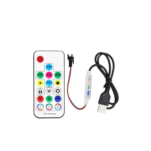 WS2811 WS2812B W2815 RGB LED Pixel Controller USB DC RF14/17 Tasten Drahtlose SPI Led Band Fernbedienung USB DC 5V 12V 24V(USB RF 17K Music) von IKPGBZXM