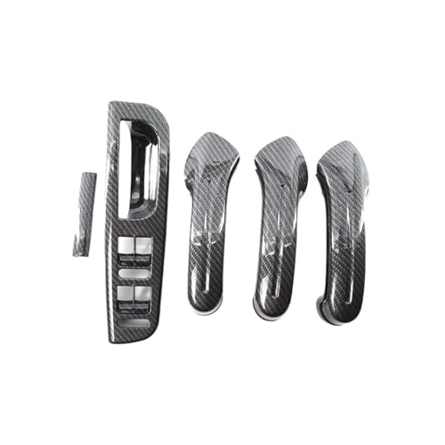 Auto Carbon Korn Master Fenster Schalter Bedienfeld Trim Lünette + 3 Innen Tür Haltegriff Set Kompatibel Für VW Jetta Golf MK4 1999-2004 von IKQSVKQR