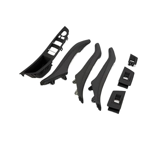 IKQSVKQR 7-teiliges Echtleder-Kompatibel für BMW 5er F10 F11 F18 2010–2017 Auto-Innentürgriff-Innenverkleidung, Pull-Trimmabdeckung, Linkslenker(Black 7Pcs) von IKQSVKQR