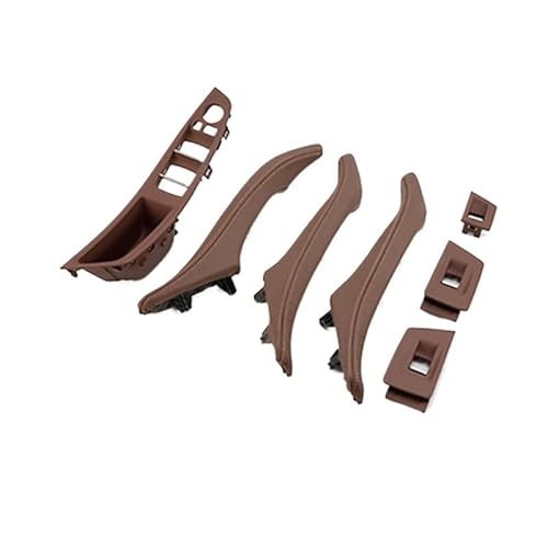 IKQSVKQR 7-teiliges Echtleder-Kompatibel für BMW 5er F10 F11 F18 2010–2017 Auto-Innentürgriff-Innenverkleidung, Pull-Trimmabdeckung, Linkslenker(Red Wine 7Pcs) von IKQSVKQR