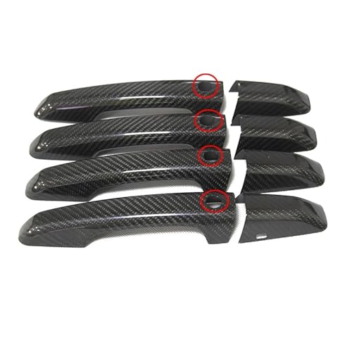 IKQSVKQR Kompatibel for Land Rover Evoqu Discovery 5 Discovery Sport RANGE ROVER SPOR XE XF F-PACE Kohlefaser Autotürgriffabdeckung Zubehör(4D With Sensor) von IKQSVKQR