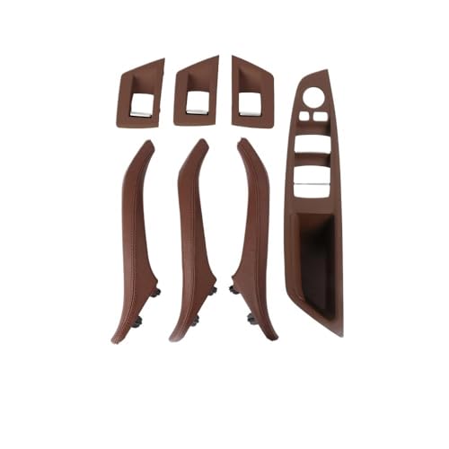 IKQSVKQR LHD RHDInnentür-Fensterheber-Panel-Trimmung, Leder-Zuggriff, Innenpanel-Zugverkleidung, Armlehne, kompatibel für BMW 5er F10 F11(RHD Red) von IKQSVKQR
