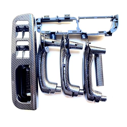 LHD-Auto Carbon Grain Master Window Switch Control Panel + Basis + 3 Innentür-Haltegriff-Set, kompatibel für VW Jetta Golf MK4 1999–2004 von IKQSVKQR