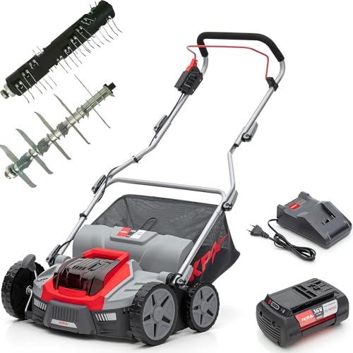 IKRA BOSCH 36V Akku 3in1 Vertikutierer Rasenlüfter IB-SR 36, Fangkorb 45l, Arbeitsbreite 36cm, inkl. Akku 36V 4Ah & Ladegerät IKRA BOSCH 36V Akku 3in1 Vertikutierer Rasenlüfter IB-SR 36, Fangkorb 45l, Arbeitsbreite 36cm, inkl. Akku 36V 4Ah & Ladegerät von IKRA