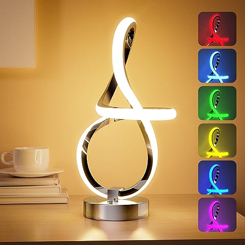 IKSOO Nachttischlampe Touch Dimmbar, LED Nachttischlampe Modern, 10W RGB Tischlampe mit 10 Betriebsarten, Notendesign Tischleuchte für Schlafzimmer, Wohnzimmer, Heimdeko, Atmosphäre, Geschenk von IKSOO