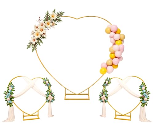 IKULE 3 x herzförmige Hochzeits-Metallbogen-Hintergrund, goldene Blume, Ballon-Dorn Ständer für Hochzeit, Geburtstag, Party, Abschlussfeier und Babyparty IKULE 3 x herzförmige Hochzeits-Metallbogen-Hintergrund, goldene Blume, Ballon-Dorn Ständer für Hochzeit, Geburtstag, Party, Abschlussfeier und Babyparty von IKULE
