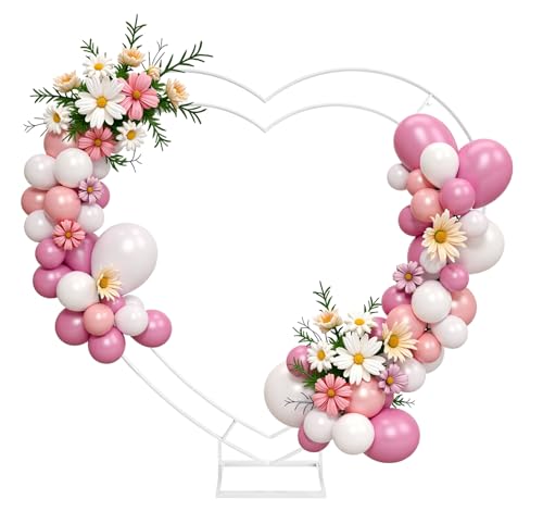 IKULE Doppelherzförmiger Hochzeitshintergrund aus Metall, weiße Blume, Ballon-Lauben, Ständer für Zeremonie, Geburtstag, Party, Abschlussfeier und Babyparty IKULE Doppelherzförmiger Hochzeitshintergrund aus Metall, weiße Blume, Ballon-Lauben, Ständer für Zeremonie, Geburtstag, Party, Abschlussfeier und Babyparty von IKULE
