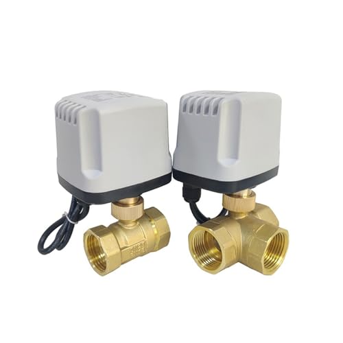 1 Stück motorisiertes Kugelventil IP65 wasserdicht DN15-50 3-Draht Zwei-Steuerung Zwei-Wege-Drei-Wege-T-Typ Messinggewinde Elektrisches Kugelventil(DN32,DC12V_2 WAY) von IKYCEHFV