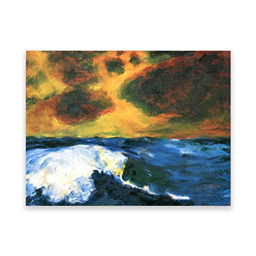 Berühmte Gemälde von Emil Nolde, Druck auf Leinwand. Reproduktion von Ölgemälden. Abstrakte Wandbilder auf Leinwand für Wohnzimmer (Meer (III)) 60 x 84 cm (23,6 x 33,1 Zoll), rahmenlos von IKYE