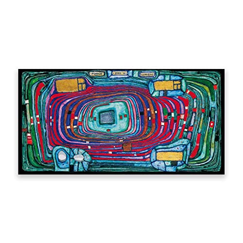 IKYE Friedensreich Hundertwasser berühmte Gemälde Leinwanddruck (Schalterbrett) Reproduktion Leinwandbild für Heimdekoration, 50 x 90 cm, rahmenlos von IKYE