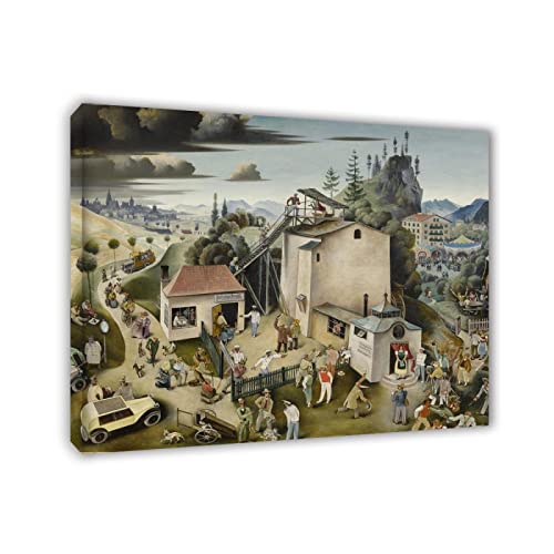 Gerahmt. Franz Sedlacek Berühmte Plakate und Drucke „Mühle der Verjüngung“ Reproduktionsbilder. Moderne Kunstdrucke auf Leinwand. Home Office Decor 40 x 56 cm (15,7 x 20,1) gerahmt von IKYE