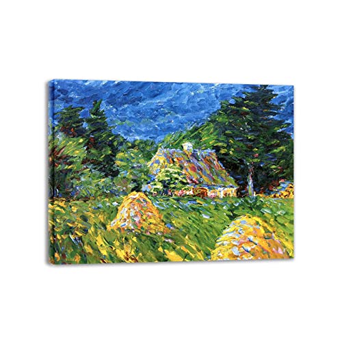 IKYE Gerahmt. Berühmte Gemälde von Emil Nolde, Druck auf Leinwand. Reproduktion von Ölgemälden. Abstrakte Wandbilder auf Leinwand für Wohnzimmer (Hausholz) 30 x 39 cm (11,8 x 15,3 Zoll) gerahmt von IKYE