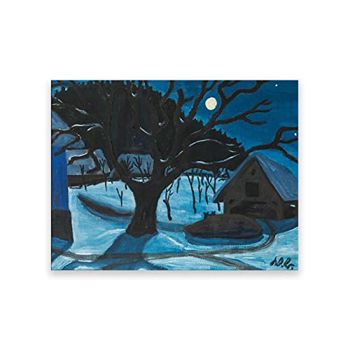 IKYE Werner Berg（Die Winternacht） Berühmte Gemälde Werden auf Leinwand gedruckt. Reproduktion von Postern und Drucken. Wandkunstbilder für Wohnkultur 30 x 39 cm (11,8 x 15,3) Rahmenlos von IKYE