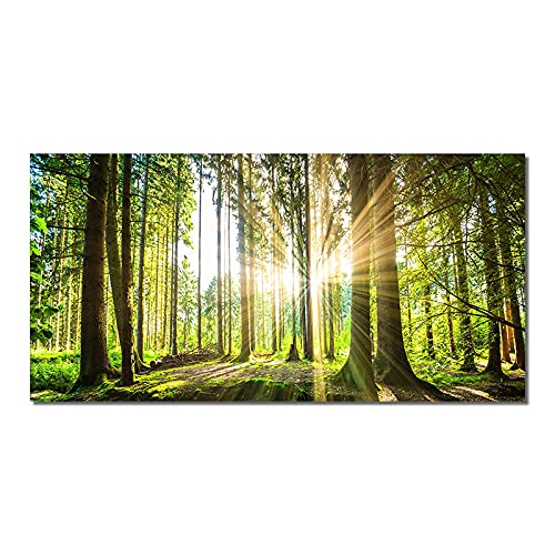 Sonnenaufgang-Wald- Bilder. Wald auf Leinwand Wandkunst. Modernes Landschaftsbild für Wohnzimmer , Wohnkultur, 70 x 126 cm (27,5 x 49,6 Zoll), rahmenlos von IKYE