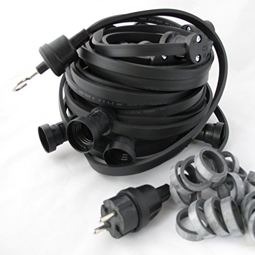 IKu ® GmbH Illu Lichterkette 50 M - 50 Fassungen E 27 Fertig montierte Lichterkette schwarzes Kabel von IKu