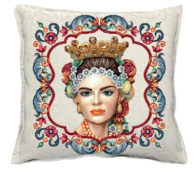 IL MAGGIOLINO | Gobelin Futter 40 x 40 cm mit Königin-Druck, doppelter Stoff, verdeckter Reißverschluss, hergestellt in Italien IL MAGGIOLINO | Gobelin Futter 40 x 40 cm mit Königin-Druck, doppelter Stoff, verdeckter Reißverschluss, hergestellt in Italien von IL MAGGIOLINO