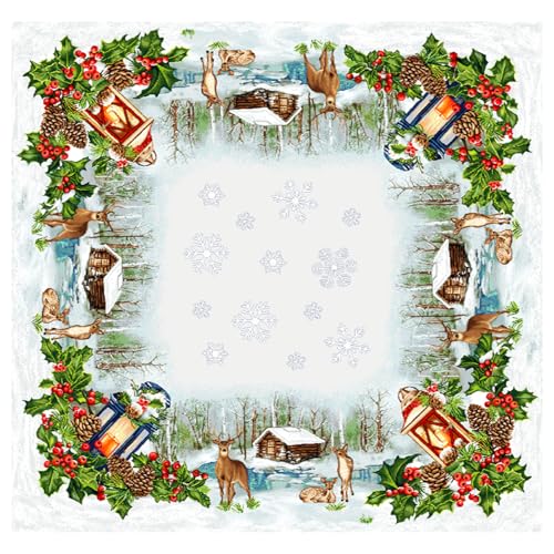 IL MAGGIOLINO | Weihnachten Tischdecke, Tischwäsche Winter Xmas Küche Tisch Dekoration 100x100 cm, Chenille-Stoff mit Laternenmuster, Made in Italy von IL MAGGIOLINO
