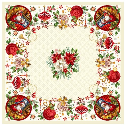 IL MAGGIOLINO | Weihnachten Tischdecke, Tischwäsche Winter Xmas Küche Tisch Dekoration 100x100 cm, Gobelin Stoff Glos Lurex Fantasy, Made in Italy von IL MAGGIOLINO