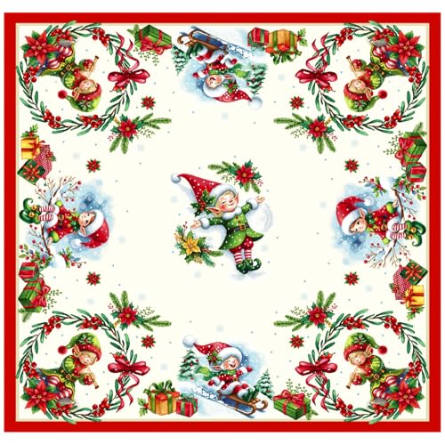 IL MAGGIOLINO | Weihnachten Tischdecke, Tischwäsche Winter Xmas Küche Tisch Dekoration 100x100 cm, Gobelin Stoff Piper Fantasy, Made in Italy von IL MAGGIOLINO