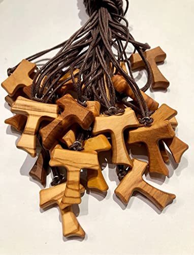 Tau 50 Stück Höhe wählbar 3 cm oder 2,5 cm aus Olivenholz, Kreuz des Heiligen Franziskus von Assisis mit den 3 französischen Noppen (50 Stück 2,5 cm) von IL SOLE