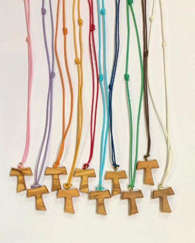 IL SOLE Tau 20 Stück Olivenholz mit farbiger Kordel, Kreuz des Heiligen Franziskus d'Assisi 2,2 cm mit den 3 Franziskanerknoten IL SOLE Tau 20 Stück Olivenholz mit farbiger Kordel, Kreuz des Heiligen Franziskus d'Assisi 2,2 cm mit den 3 Franziskanerknoten von IL SOLE