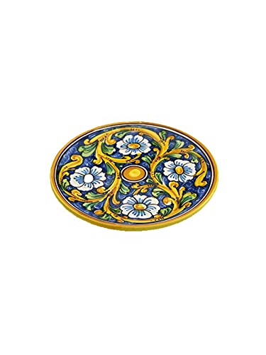 ILAB Mittlerer Teller aus Keramik, handverziert von sizilianischen Töpferinnen aus dem Heiligen Stephan von Camastra Barock, Art. 13 von ILAB