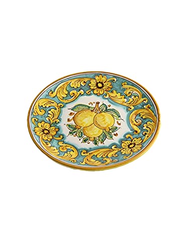 ILAB Mittlerer Teller aus Keramik, handverziert von sizilianischen Töpferinnen aus dem Heiligen Stephano di Camastra Limoni Art. 13 von ILAB