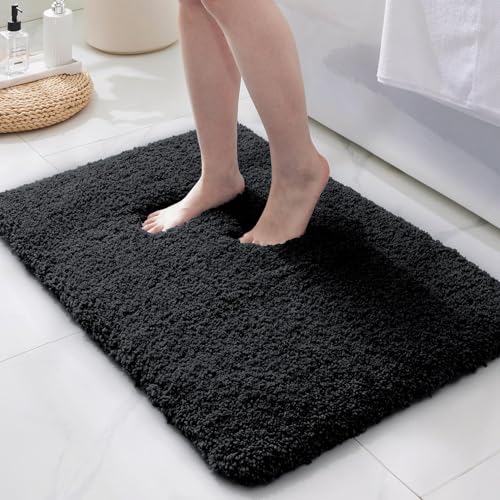 ILANGO Badezimmerteppich, rutschfest, super saugfähig, extra dick, weich, waschbar, Mikrofaser-Plüsch, zotteliger Badteppich mit Gummi, für Badewanne, Dusche, Waschbecken, 76,2 x 50,8 cm, Schwarz ILANGO Badezimmerteppich, rutschfest, super saugfähig, extra dick, weich, waschbar, Mikrofaser-Plüsch, zotteliger Badteppich mit Gummi, für Badewanne, Dusche, Waschbecken, 76,2 x 50,8 cm, Schwarz von ILANGO
