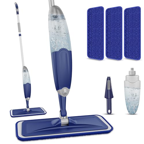 Sprühwischer Bodenwischer mit Sprühfunktion, Wischmopp mit Sprühfunktion Wischer Boden Spray Mop mit wassertank und 3 Waschbaren Mopp Pads für Hartholz, Marmor, Laminat Bodenreinigung von ILAVCLEAN