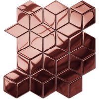 Glasmosaik auf Netz für Bad oder Küche 30,5 cm x 26,5 cm - Copper geometric cubes von ILCOM