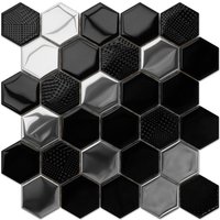 Glasmosaik auf Netz für Bad oder Küche SILVER LAVA - 24.7cm x 25.5cm von ILCOM