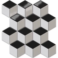 Keramikmosaik auf Netz für Bad oder Küche 25.5cm x 29.5cm - Kubrick von ILCOM