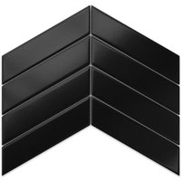 Keramikmosaik auf Netz für Bad oder Küche 31.6cm x 21.5cm - Giant Black Chevron von ILCOM