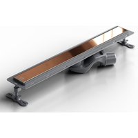 Lineare Duschrinne aus Stahl für Bodenduschen, 60 cm x 6,5 cm, 61 l/min - poliertes Kupfer von ILCOM