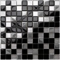 Mosaik auf Netz für Bad oder Küche aus Glas 30x30cm - Black Lake von ILCOM