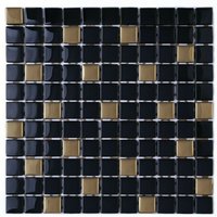 Mosaik auf Netz für Bad oder Küche aus Glas 30x30cm - Nero Gold von ILCOM