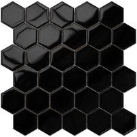 Mosaik auf Netz für Bad oder Küche aus Glas LIQUID BLACK - 24.7cm x 25.5cm Mosaik auf Netz für Bad oder Küche aus Glas LIQUID BLACK - 24.7cm x 25.5cm von ILCOM