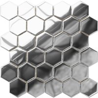 Mosaik auf Netz für Bad oder Küche aus Glas - LIQUID SILVER - 24.7cm x 25.5cm von ILCOM
