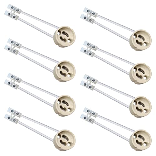 ILEEDear GU10 Fassung für LED und Halogen, GU10 Fassung Sockel aus Keramik mit Qualitäts Silikonkabel, 8 Stück von ILEEDear
