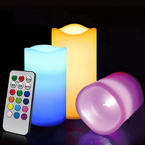 ILEEDear LED RGB Echtwachs Kerzen Flammenloses Kerzenlichter, Multicolor Teelichter Warmweiß LED Kerze Lichter ​Elektrischer LED Kerzen mit Timer Haus Dekoration von ILEEDear