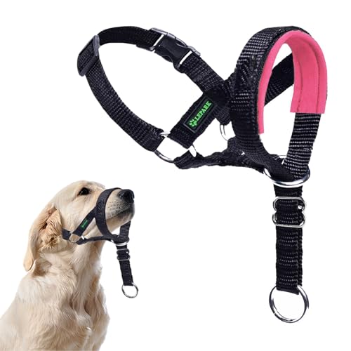 ILEPARK Hundehalfter mit Sicherheitsgurt, Kopfgeschirr für Hunde, um das Ziehen zu stoppen, verstellbar und leicht zu kontrollieren (L, Rosa) von ILEPARK