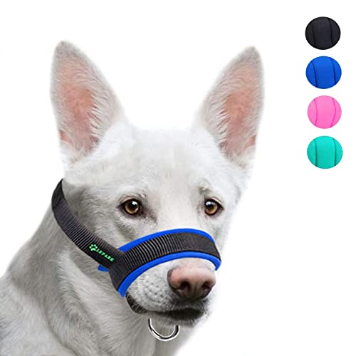 ILEPARK Maulkorb aus Stoff um Hunde vom Beisen, Bellen und Kauen abzuhalten, anpassbare Hals,Atmungsaktiv(XXL,Blau) von ILEPARK
