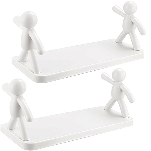 ILESTDG 2 Stück Figurenständer Lagerregal Wandstanzfreies Regal Aufbewahrungsregal Humanoid-Leitplanken-Wandregal (Weiß, PP) (2Pce Weiß) von ILESTDG