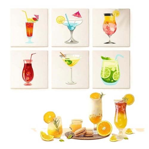 ILESTDG Paint by Numbers-6 DIY Klein Paintings Set, MAlen Nach Zahlen Erwachsene Cocktail with Frame(15 x20 cm) (MPB051) von ILESTDG
