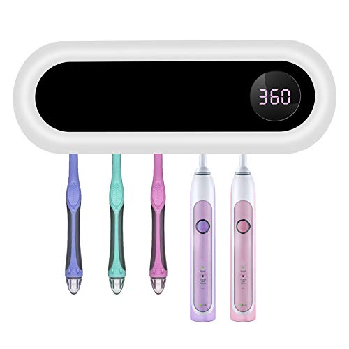 ILIKEPOW Elektrischer LED-UV-Zahnbürstenhalter, Sterilisator, Wandmontage, 5 Bürstenhalter, Digitalanzeige, wiederaufladbar über USB von ILIKEPOW