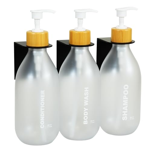 ILIKEPOW Seifenspender Wandbefestigung Set - 500 ml Handseifenspender mit Rutschfester Oberfläche für Handseifen, Shampoos und Lotionen für Badezimmer Mattes Weiß von ILIKEPOW