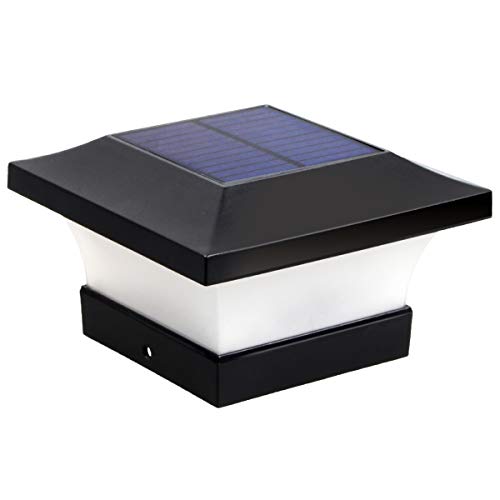 ILIKEPOW Solar LED Pfosten Lichter Wasserdicht Garten Outdoor Post Cap Lampe für 4x4 Holzpfosten, Deck, Zaun, Tageslichtweiß 6000K von ILIKEPOW